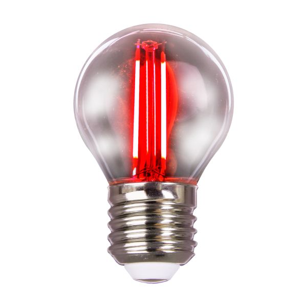 Led лампа FILAMENT G45  2W, цоколь E27, червоний