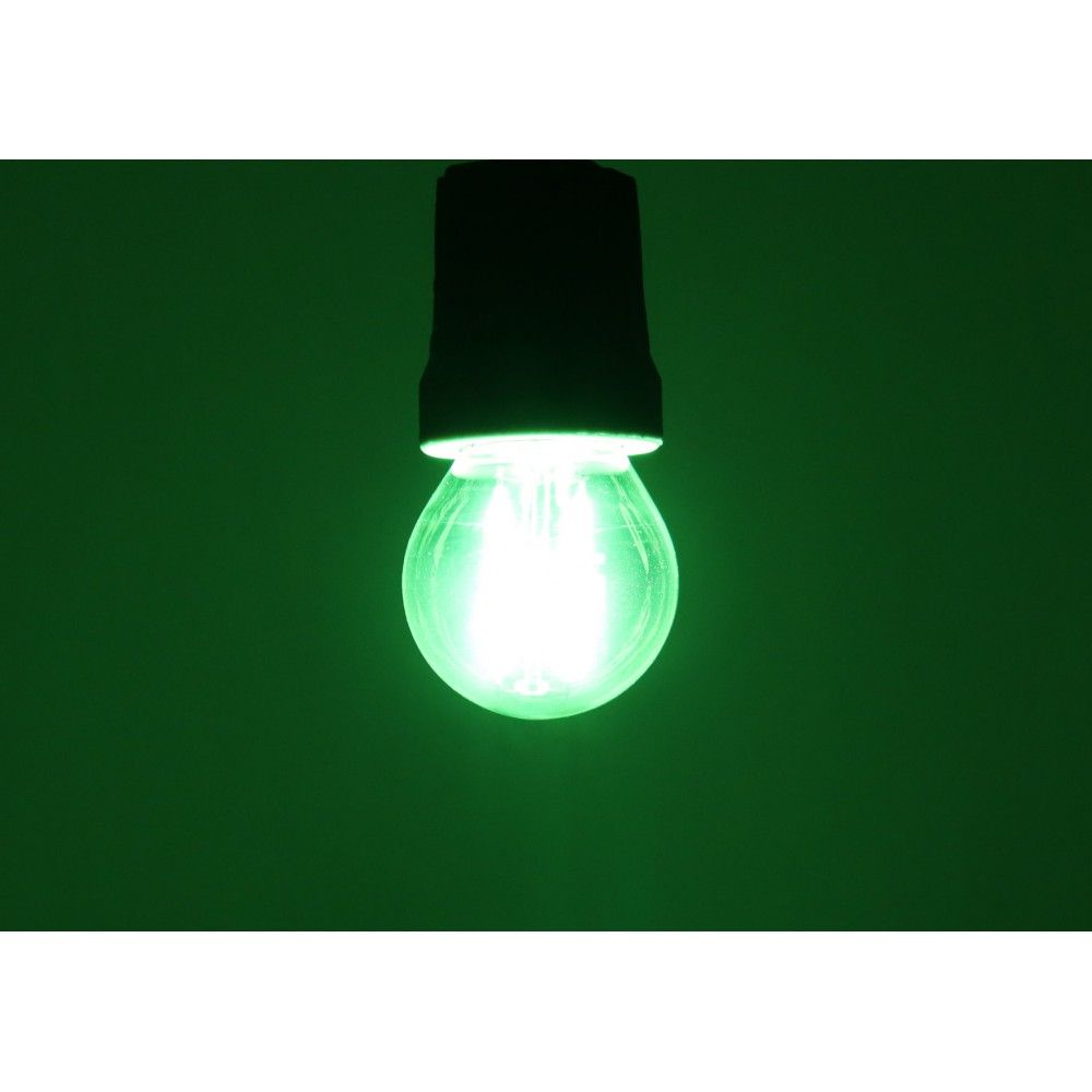Led лампа FILAMENT  G45  2W, цоколь E27, зелена