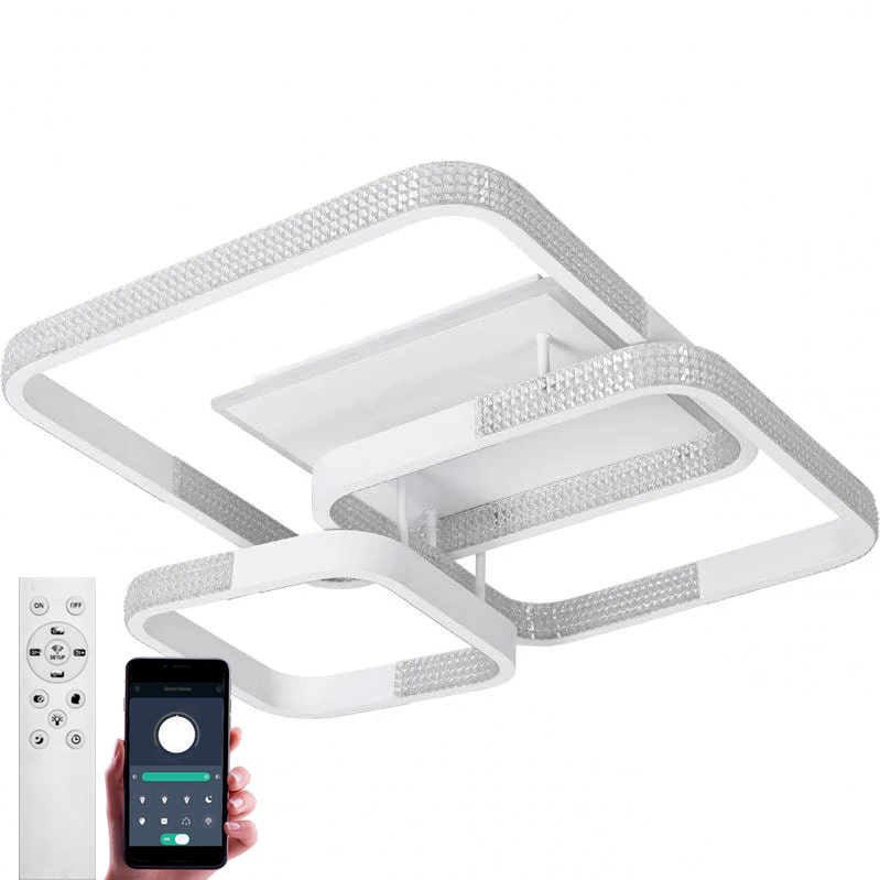 Люстра світлодіодна з пультом AKRILIKA SQUARE 130W 4S WHITE підключення до смартфону
