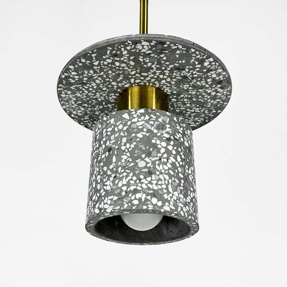 Підвісний сірий бетонний світильник TERRAZZO CYLINDER MJ 162-200 BK