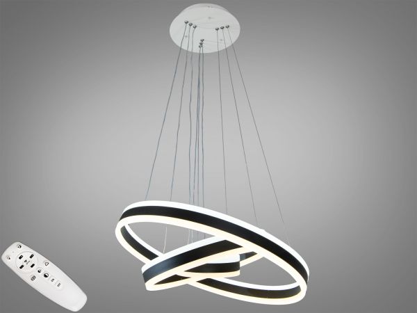 Люстра підвісна світлодіодна 2337-600+400+200BK в чорному  кольорі