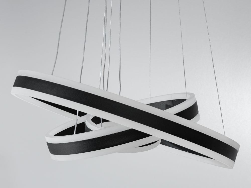 Люстра підвісна світлодіодна 2337-600+400+200BK в чорному  кольорі