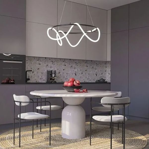 Кільцева чорна люстра з гнучкою LED стрічкою Ø85 см (кільце 60 см) Y 410-600 BK