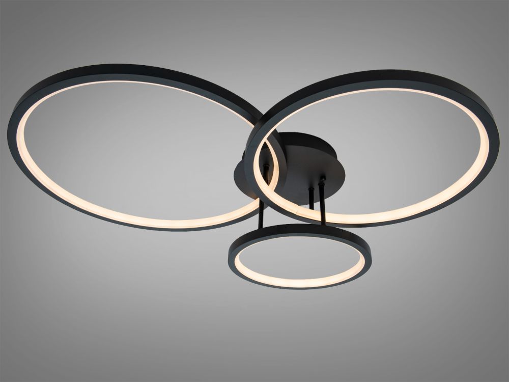 Світлодіодна чорна люстра кільця Ø 84*67 см 2556BK dimmer 84W