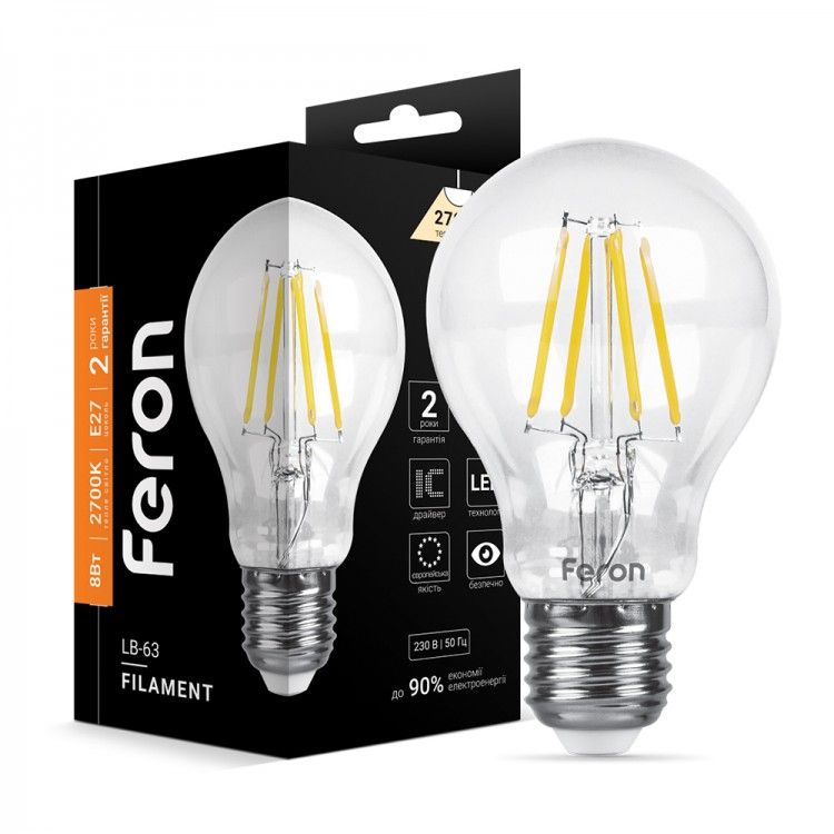 Світлодіодна лампа Filament LB-63 8Вт E27 2700K