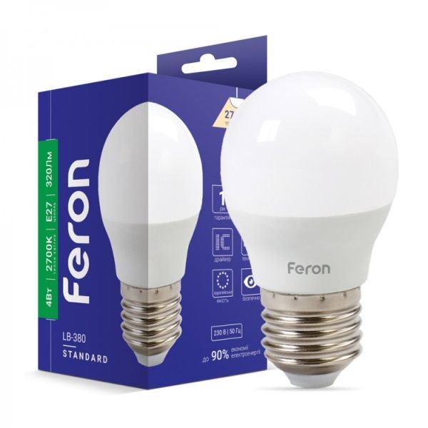 Світлодіодна лампа Feron LB-380 4Вт E27 2700K матова
