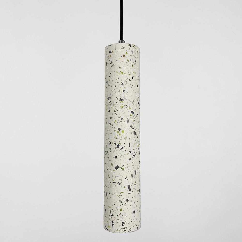 Підвісний білий бетонний світильник TERRAZZO CYLINDER LONG