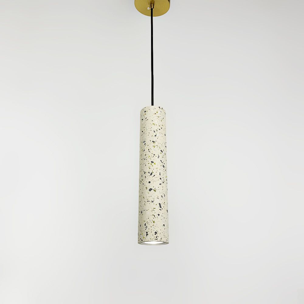 Підвісний білий бетонний світильник TERRAZZO CYLINDER LONG