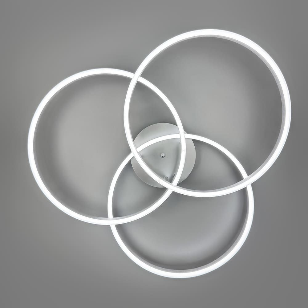 LED світильник білий на 3 кільця у сірому корпусі Ø 80 см A 55065/3 Silver+CH