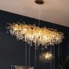 Люстра золота видовжена із кришталевими крапельками 120×60 см 705-L1200 GD+CL