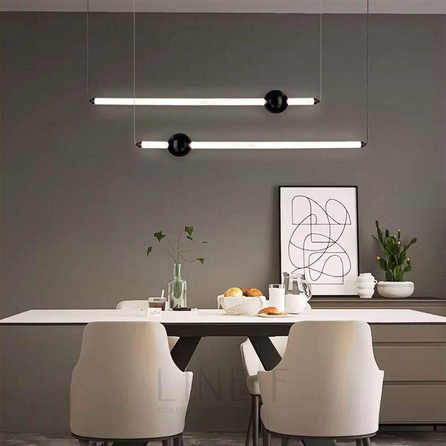 Led світильник у горизонтальній формі 90 см із чорною кулькою YG 520A/900 HL BK