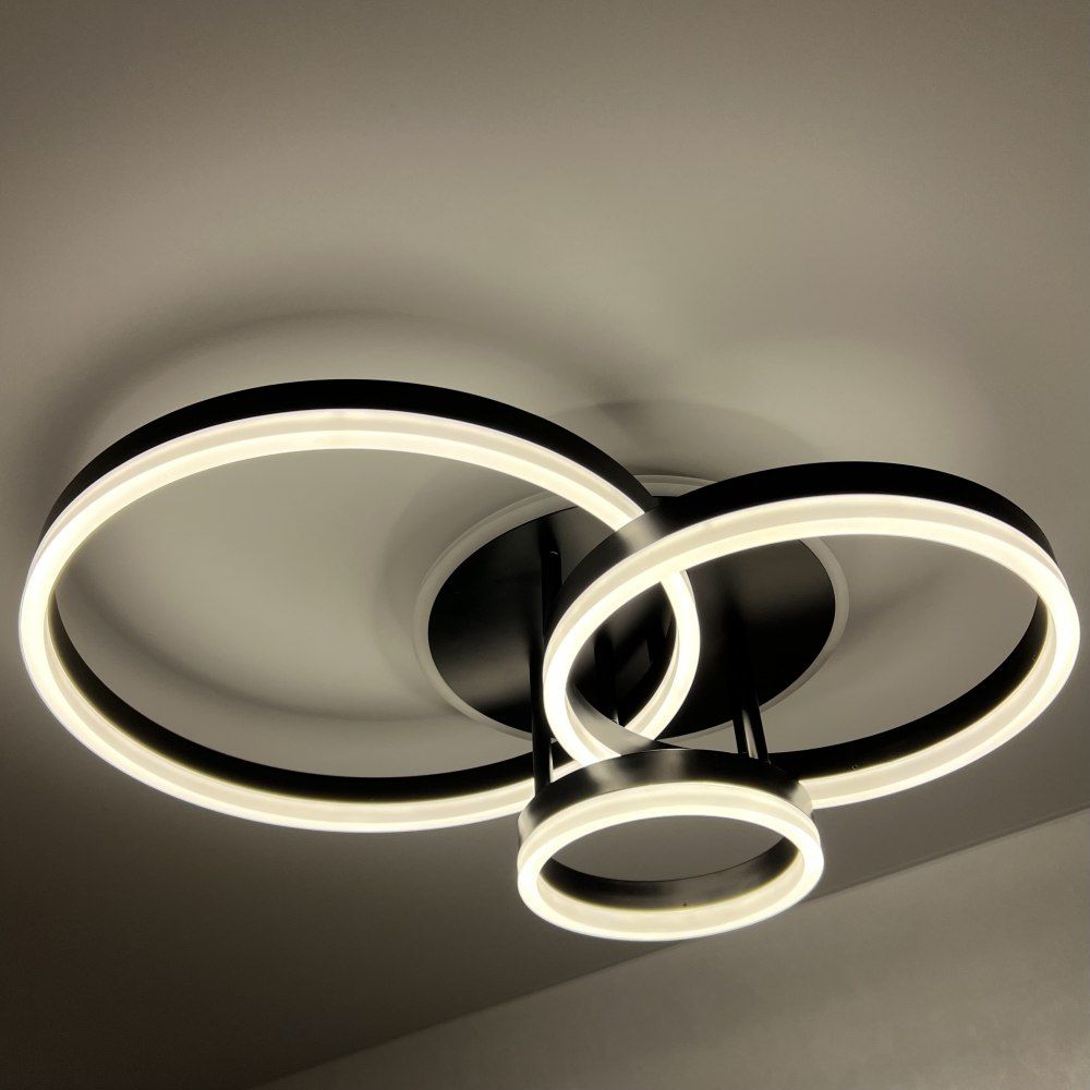 Стельова з пультом світлодіодна люстра GENNY ROUND RGB 80W 4R чорна