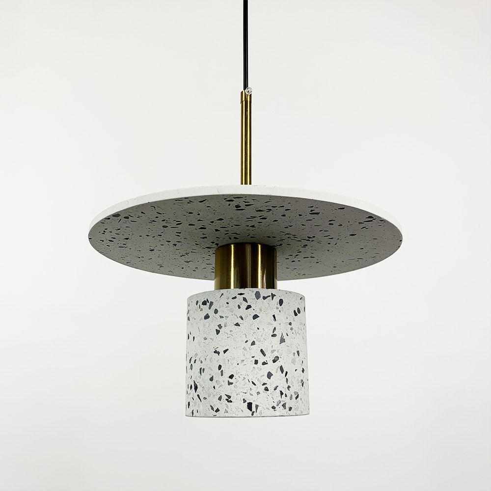 Підвісний білий бетонний світильник TERRAZZO CYLINDER 30 см