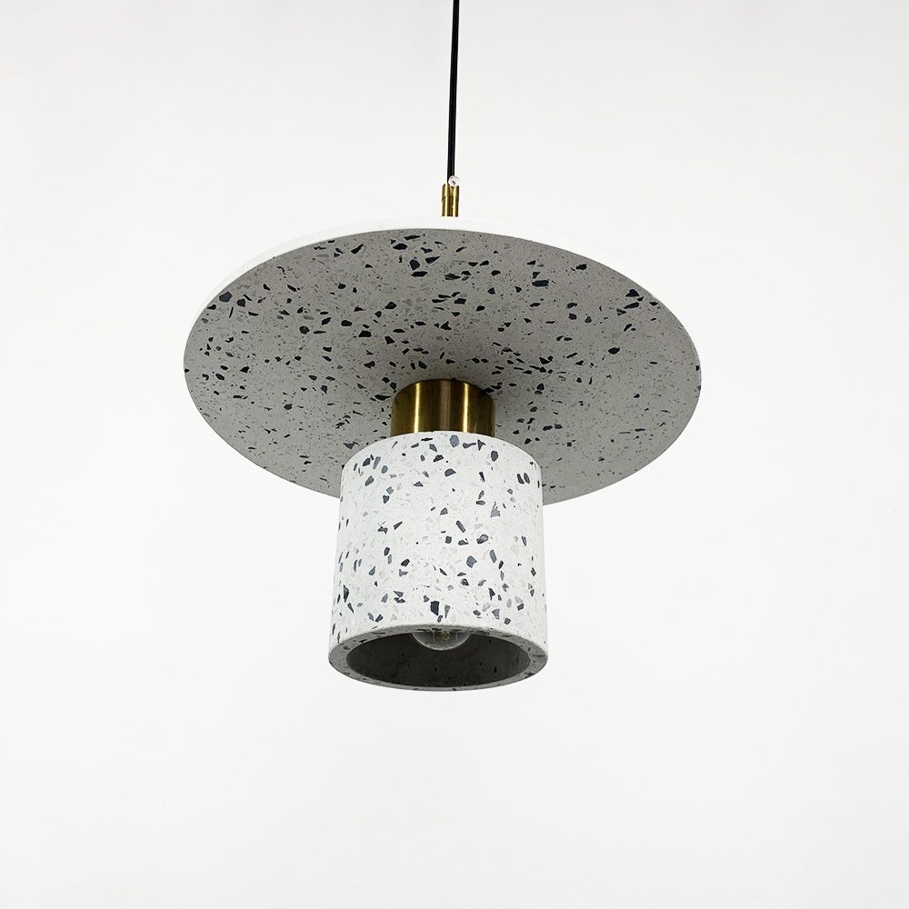 Підвісний білий бетонний світильник TERRAZZO CYLINDER 30 см
