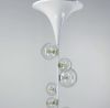 Оригінальна люстра в видовженому білому корпусі з прозорими плафонами