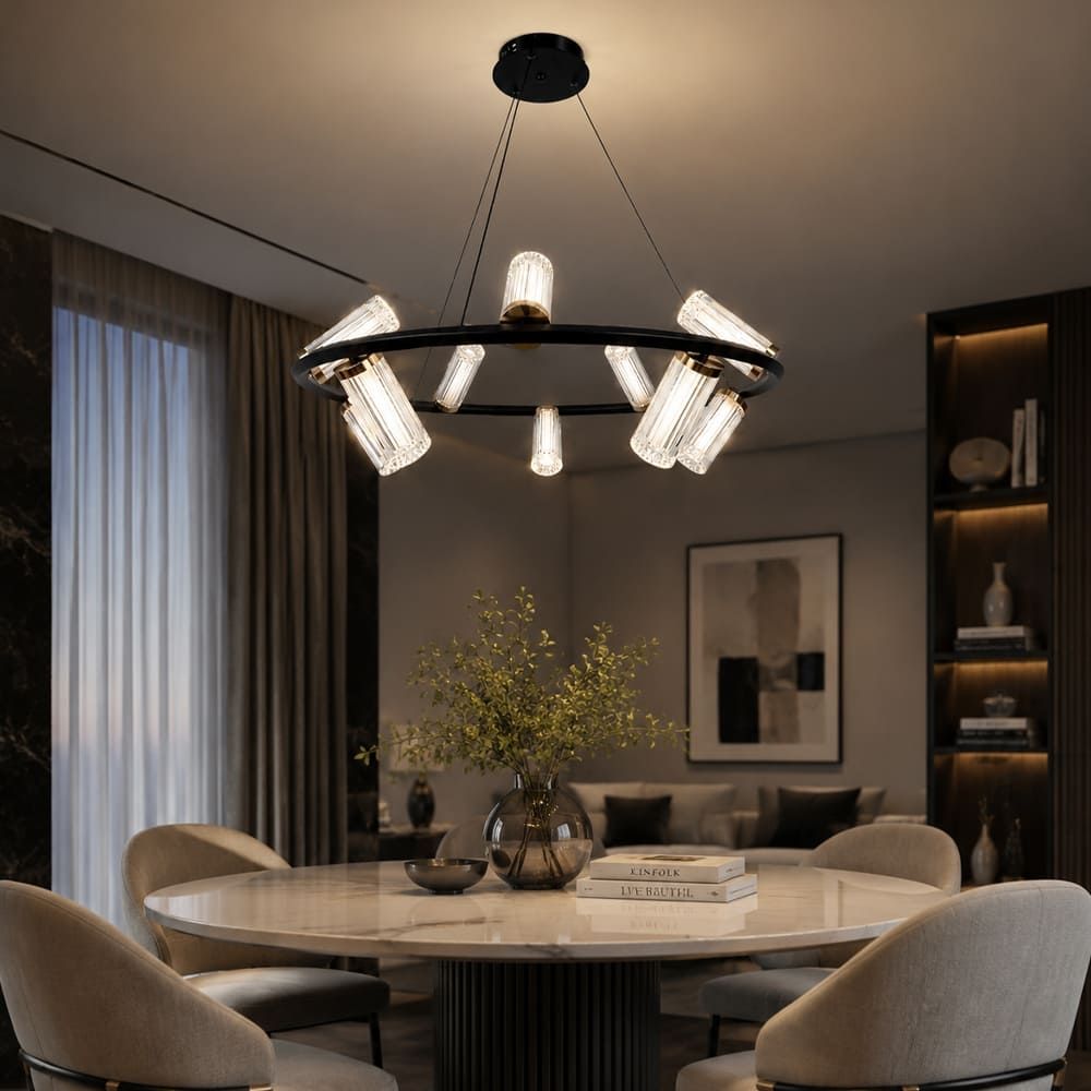 Кільцева Led люстра із 10 плафонами у чорному корпусі Ø70 см ZL3087/10