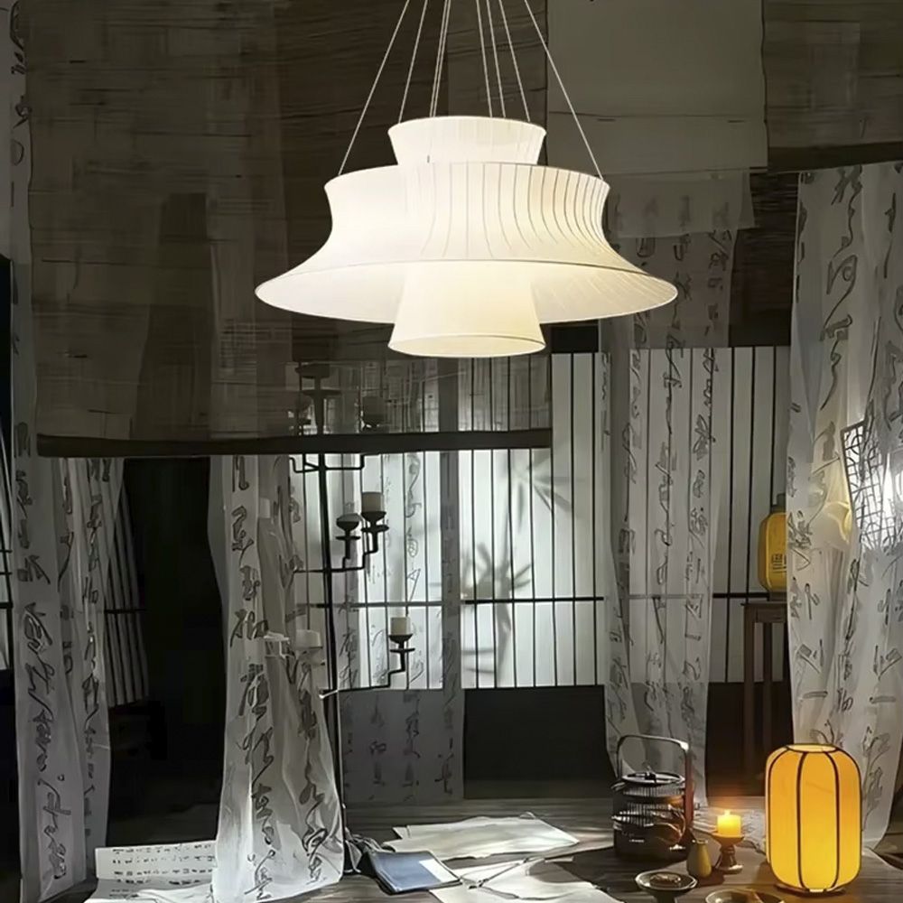 Люстра з багаторівневим білим абажуром Ø 60 см PL 055-600