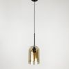 Чорний світильник із подвійним янтарним плафоном