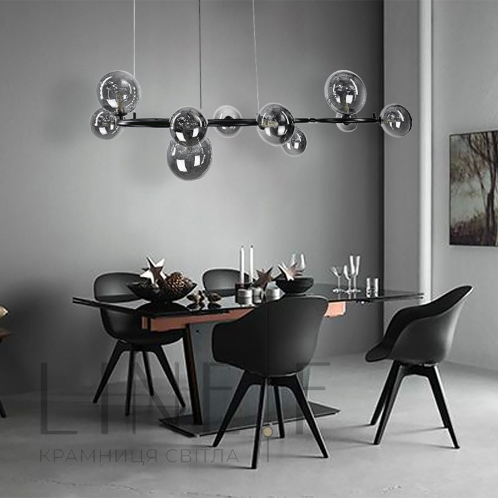 Чорна люстра Gorizia на 12 графітових плафонів SG 44/12 BK+GR