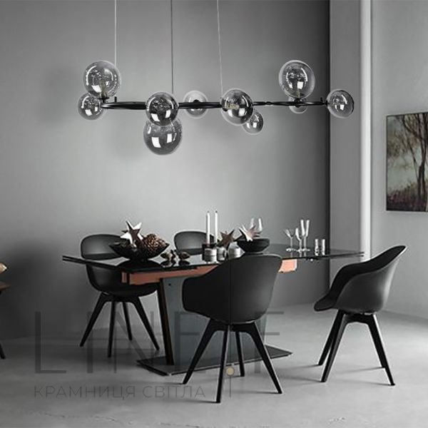 Чорна люстра Gorizia на 12 графітових плафонів SG 44/12 BK+GR