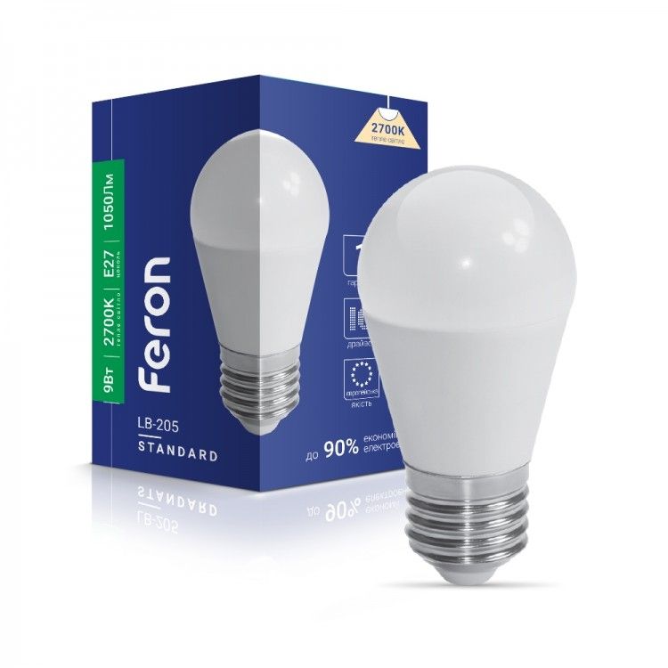 LED лампа матова біла Feron LB-205 9Вт E27 4000K