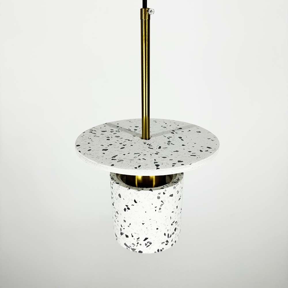 Підвісний білий бетонний світильник TERRAZZO CYLINDER MJ 162-200 WT