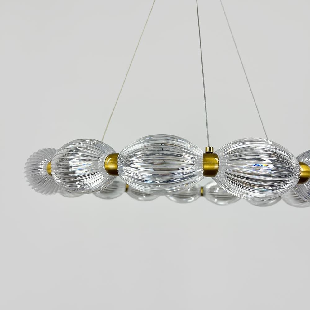 Led люстра з прозорими рельєфними кульками у латунному кільцевому корпусі Ø 58 см MJ343-580 AB+CL