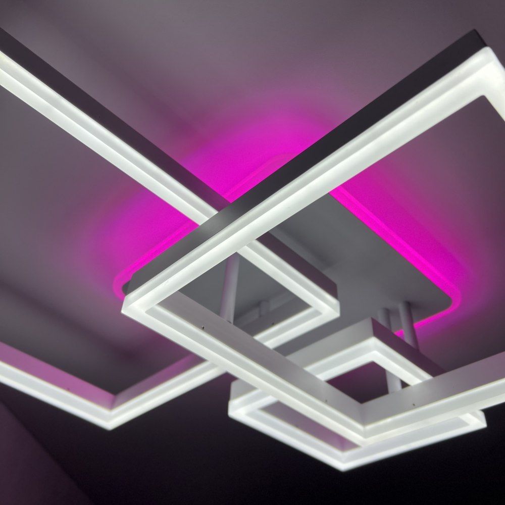 Стельова з пультом світлодіодна люстра GENNY SQUARE RGB 105W 4S біла
