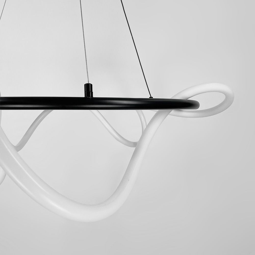 Кільцева чорна люстра з гнучкою LED стрічкою Ø85 см (кільце 60 см) Y 410-600 BK
