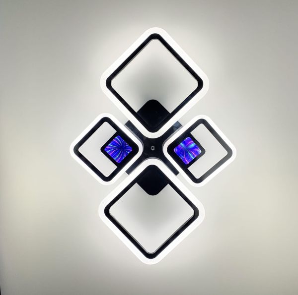 LED світильник із 3D підвісткою A 2720/2+2 чорний 64 w з дистанційним пультом