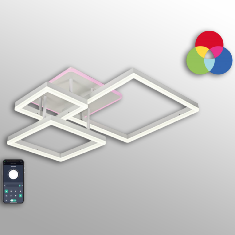 Стельова з пультом світлодіодна люстра GENNY SQUARE RGB 105W 4S біла