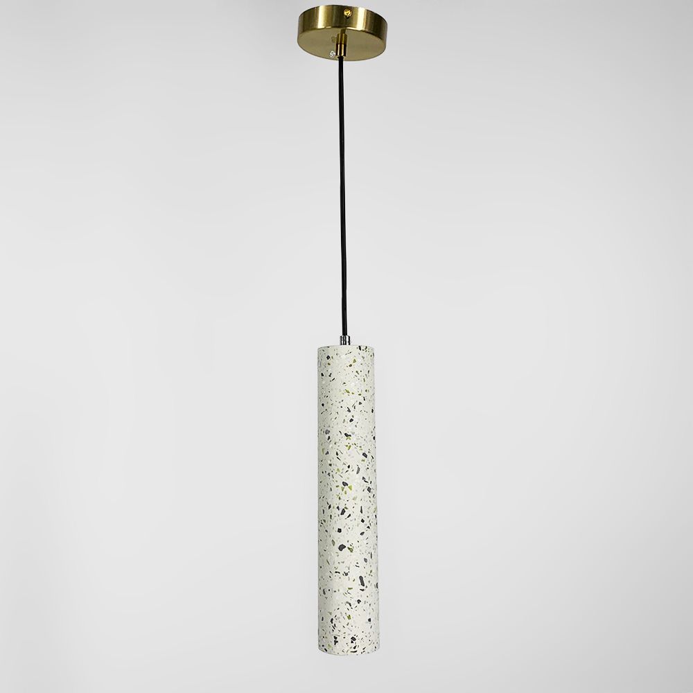 Підвісний білий бетонний світильник TERRAZZO CYLINDER LONG