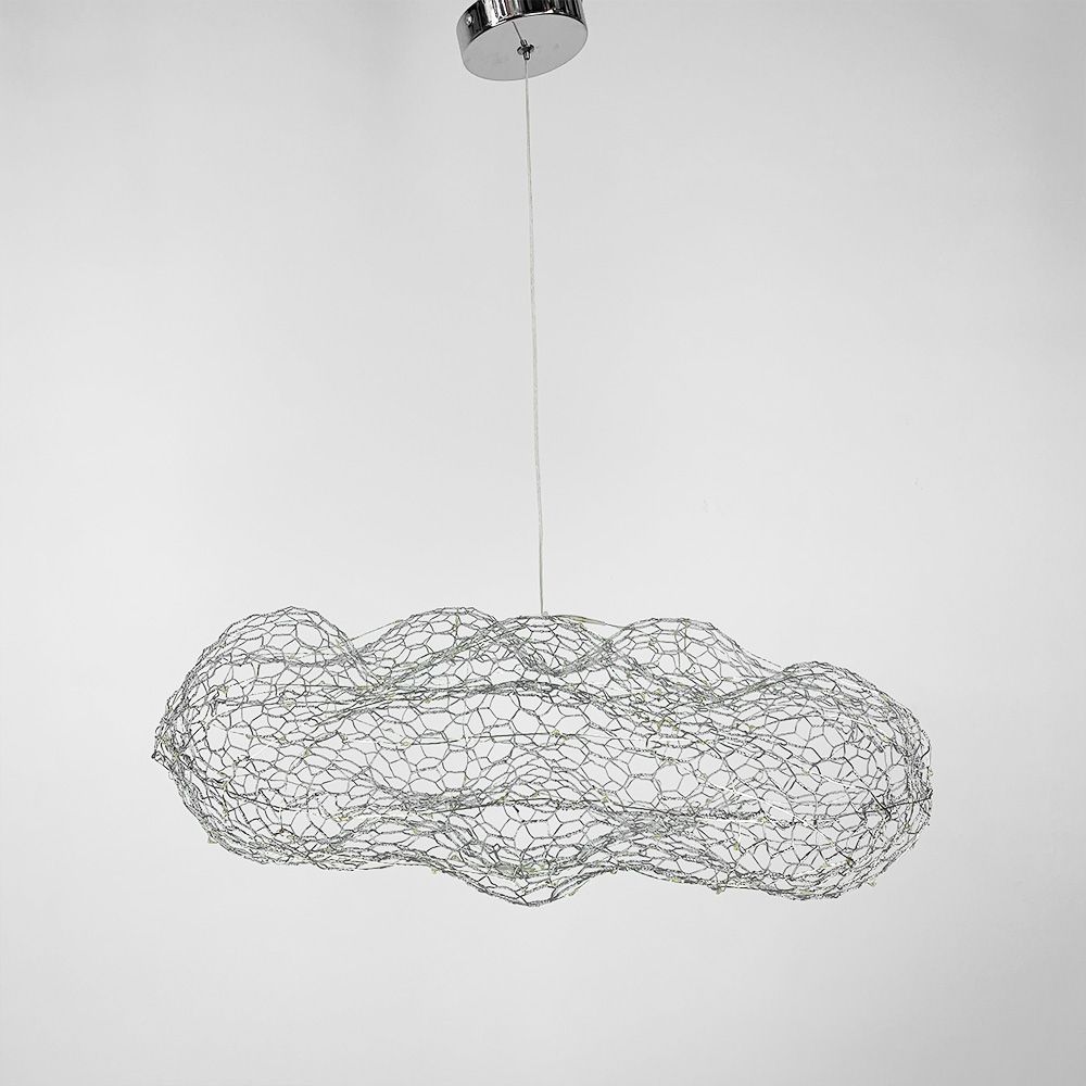 Дизайнерська декоративна срібна люстра-хмаринка LED CLOUD MJ 83 CH 80 см