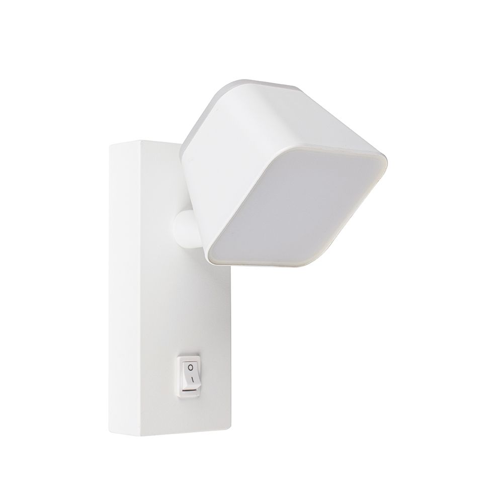LED настінний світильник CROCUS-S 8W 4200K IP20 білий з вимикачем на корпусі