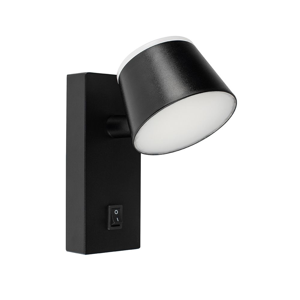 LED настінний світильник CROCUS-R 8W 4200K IP20 чорний з вимикачем на корпусі