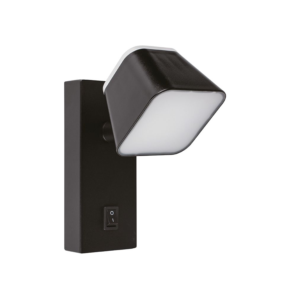LED настінний світильник CROCUS-S 8W 4200K IP20 чорний з вимикачем на корпусі