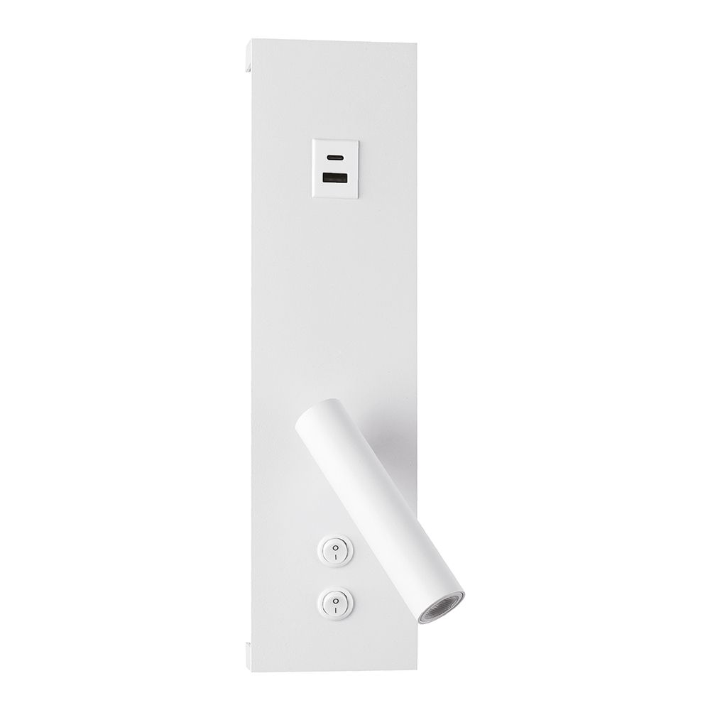 LED настінний світильник BITRIX-W USB+TYPE-C 15W Ø 30*14 см білий з вимикачем на корпусі