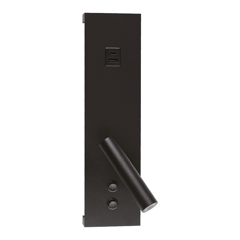 LED настінний світильник BITRIX-W USB+TYPE-C 15W Ø 30*14 см чорний з вимикачем на корпусі