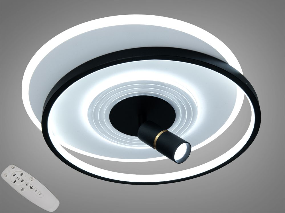Світлодіодна чорно-біла люстра кругла із спотом Ø 47*40 см 5531WH+BK dimmer 66 W