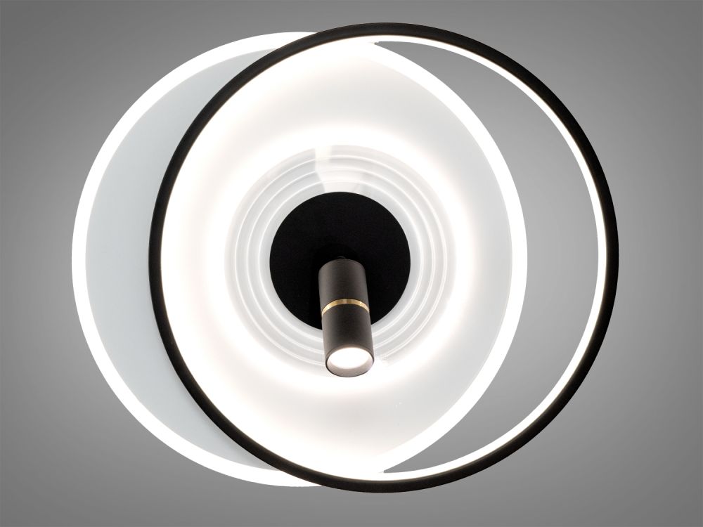 Світлодіодна чорно-біла люстра кругла із спотом Ø 47*40 см 5531WH+BK dimmer 66 W