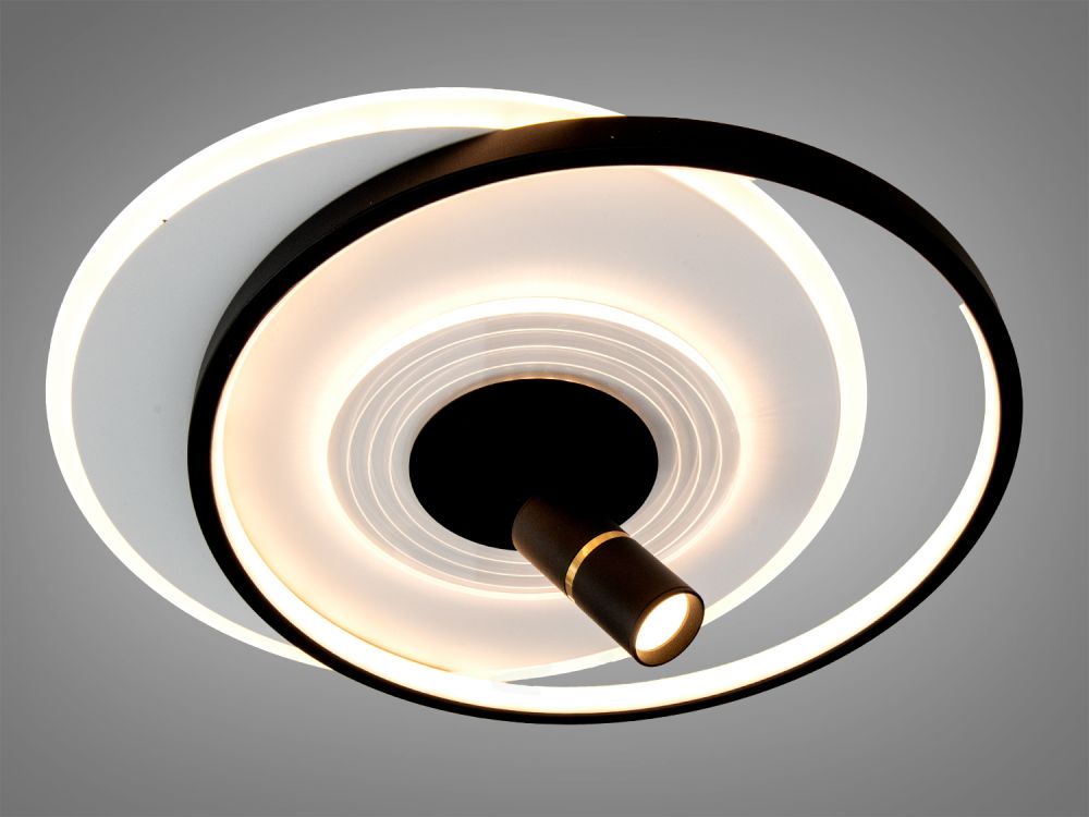 Світлодіодна чорно-біла люстра кругла із спотом Ø 47*40 см 5531WH+BK dimmer 66 W
