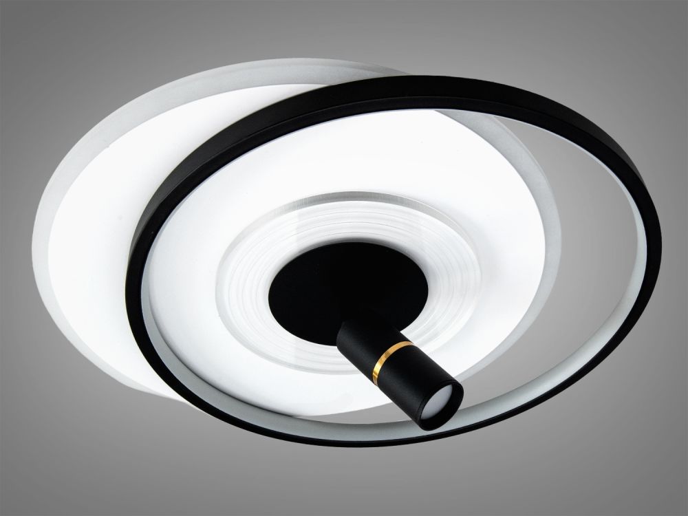 Світлодіодна чорно-біла люстра кругла із спотом Ø 47*40 см 5531WH+BK dimmer 66 W