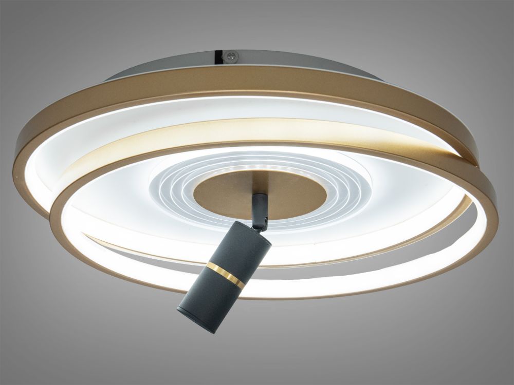 Світлодіодна золота люстра кругла із спотом Ø 46*40 см 5532WH+G dimmer 66 W