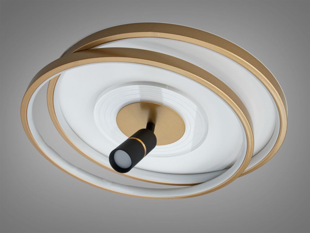 Світлодіодна золота люстра кругла із спотом Ø 46*40 см 5532WH+G dimmer 66 W