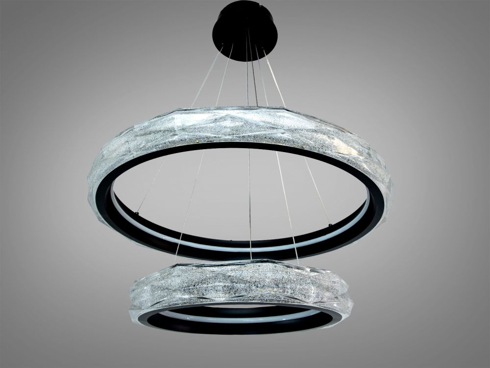 Люстра підвісна чорна світлодіодна 583-600+400BK 152 W на три режима освітлення