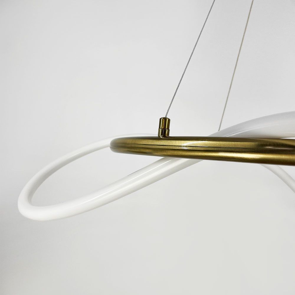 Кільцева латунна люстра з гнучкою LED стрічкою Ø85 см (кільце 60 см) Y 410-600 AB