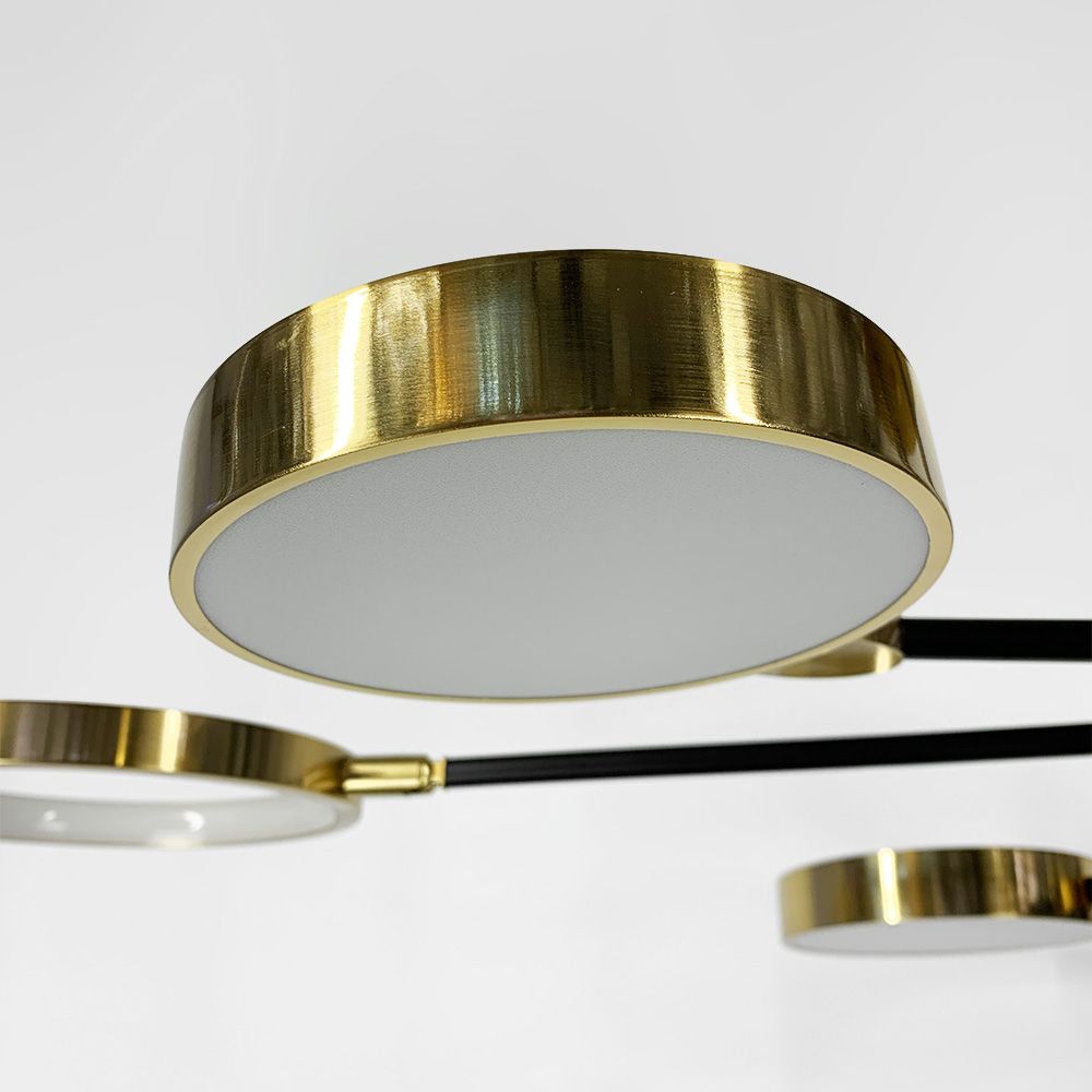 Стельова дизайнерська LED люстра ЛАТУНЬ+ЧОРНИЙ AOC 21/8