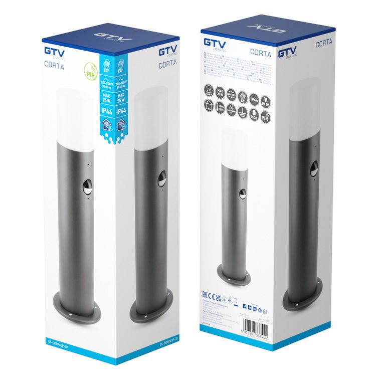 Світильник садовий з датчиком руху CORTA-P E27 IP44 40 см графіт OS-CORP40P-30