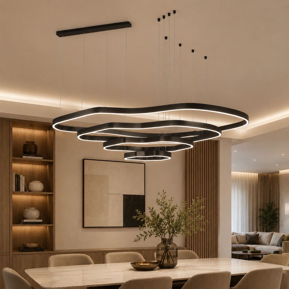 Незвичайна та ефектна чорна люстра на 4 яруси Ø 100 см PCL006-100*80*60*40 BK
