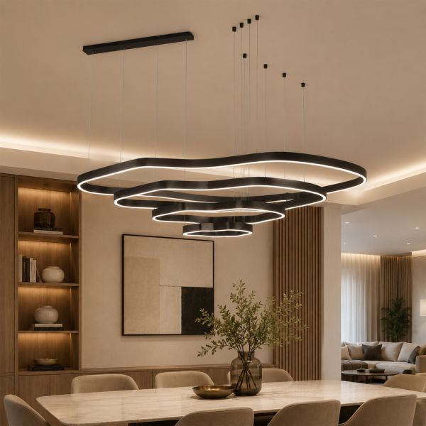 Незвичайна та ефектна чорна люстра на 4 яруси Ø 100 см PCL006-100*80*60*40 BK